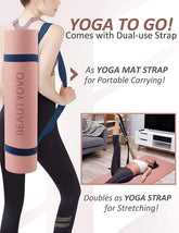 Yoga Mat with Strap, 1/3 Inch Extra Thick Yoga Mat Double-Sided Non Slip, Professional TPE Yoga Mats for Women Men, Workout Mat for Yoga, Pilates and Floor Exercises