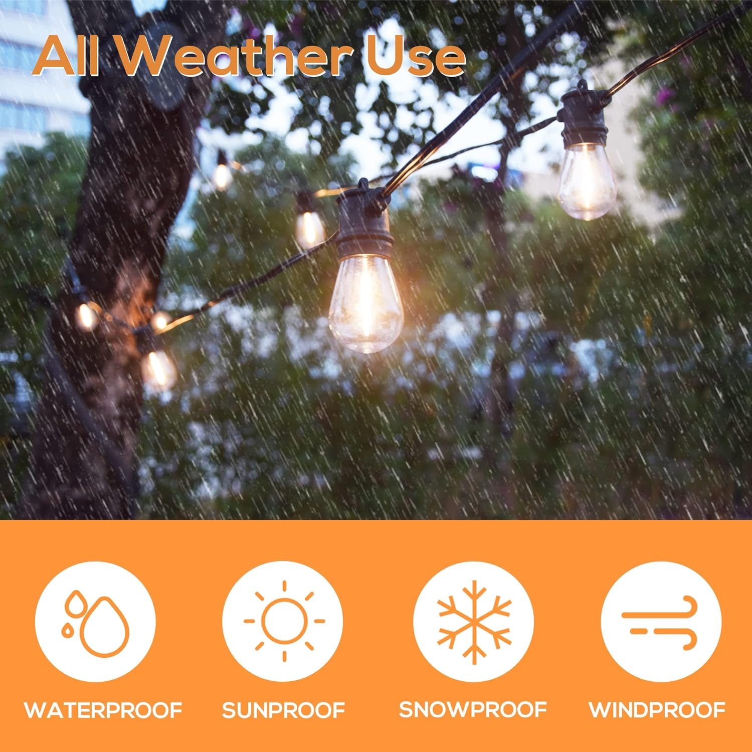 Outdoor String Lights, 96FT Patio Lights with 32 LED Shatterproof Bulbs, Hanging for Outside, Garden, Backyard, Deck, Porch, Fence, Bistro, Pool, Party