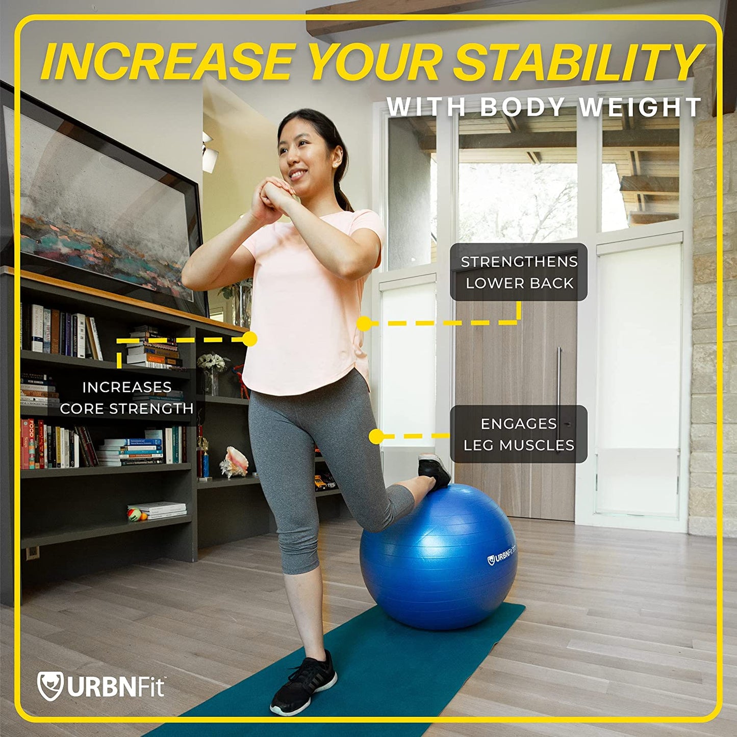Exercise Ball - Yoga Ball in Multiple Sizes for Workout, Pregnancy, Stability - Anti-Burst Swiss Balance Ball W/Quick Pump - Fitness Ball Chair for Office, Home, Gym