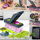 16 in 1 Vegetable Chopper and Food Chopper with Container, Onion Slicer Cutter Dicer, Veggie Cutter with 7 Blades for Carrot Salad Garlic Potato (Design 2)