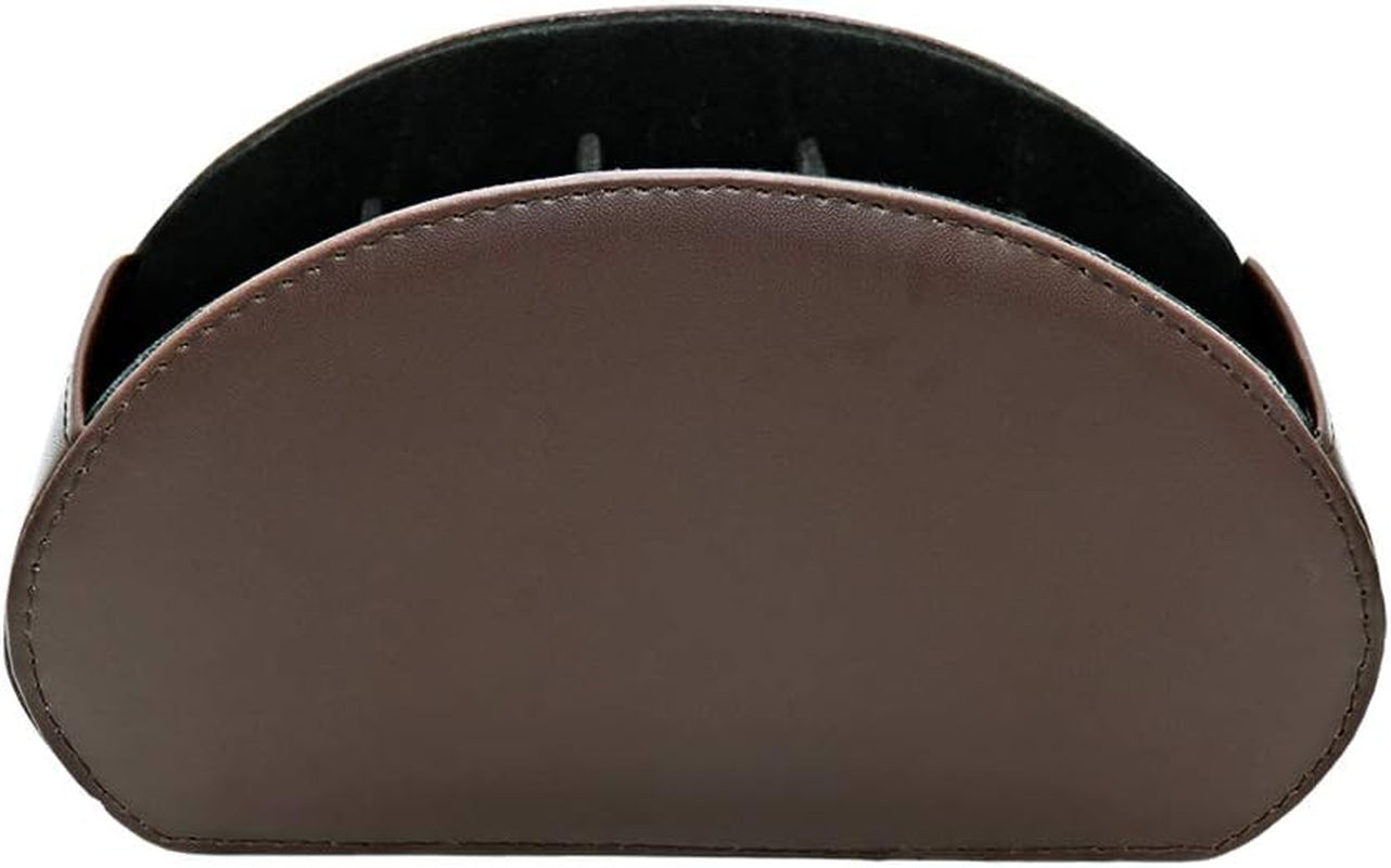 Remote Control Holder Organizer Table Desk Leather Control Storage TV Remote Control Organizer with 5 Spacious Compartments (Dark Brown)