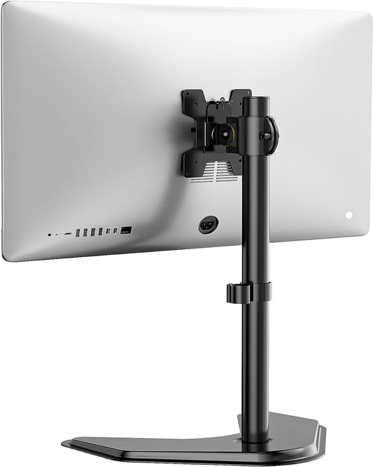 Single Monitor Stand for 13-32 Inch Computer Screens, Freestanding Single Monitors Arm Desk Mount, Universal VESA Monitor Mount 75X75/100X100Mm, Adjustable Height and Angle, (MF001), Black