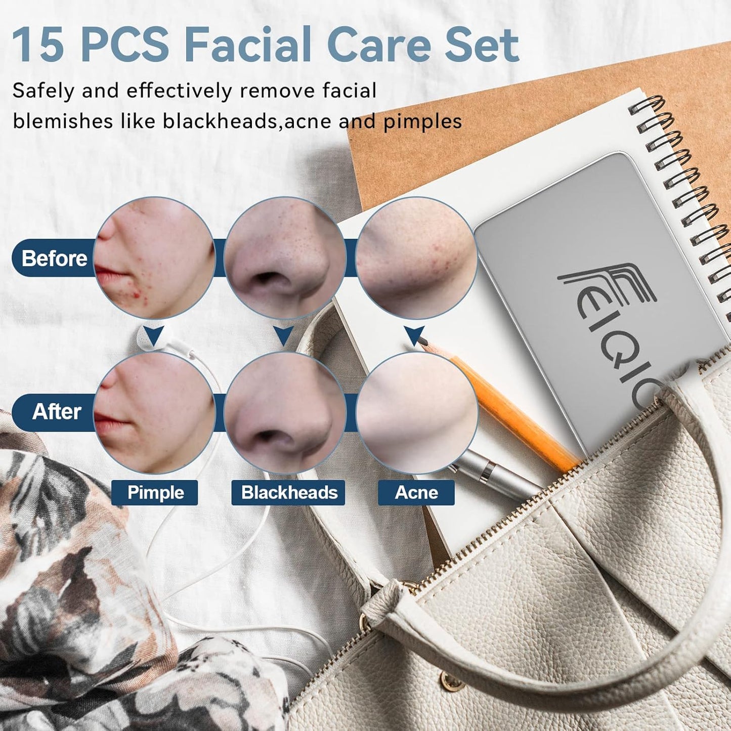 Pimple Popper Tool Kit, 15 PCS Blackhead Remover Comedone Acne Extractor Tools, Professional Sharp Stainless Skin Blemish Removal Pimple Tools with Metal Case