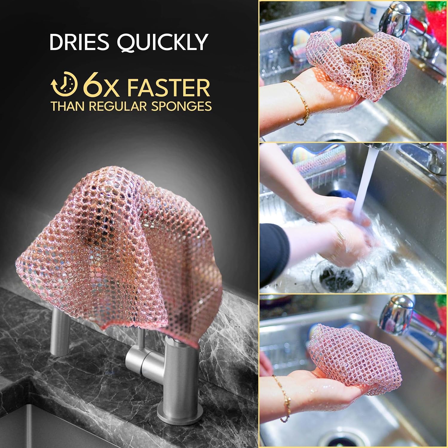 Heavy Duty Non-Scratch Dish Scrubbers for Cleaning Dishes & Pots (6Pcs) - Replace Kitchen Sponges for Dishwashing with Our Scouring Pads - Try Our Alternative Dish Washing Scrub