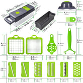 16 in 1 Vegetable Chopper and Food Chopper with Container, Onion Slicer Cutter Dicer, Veggie Cutter with 7 Blades for Carrot Salad Garlic Potato (Design 2)