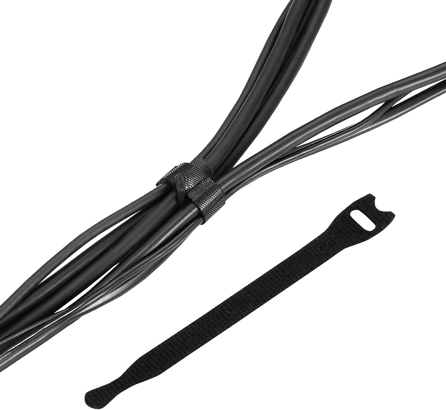 100Pk Reusable Cable Ties Cable Straps,  6''X0.47'' Thin Wire Cord Organization Ties with Hook and Loop for Home, Office and Data Centers(Black)