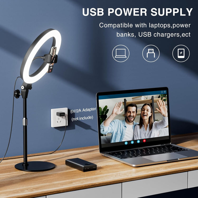 Desk Ring Light with Stand, 10.5&