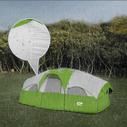 Tent 8 Person Camping Tents, Weather Resistant Family Tent, 5 Large Mesh Windows, Double Layer, Divided Curtain for Separated Room, Portable with Carry Bag