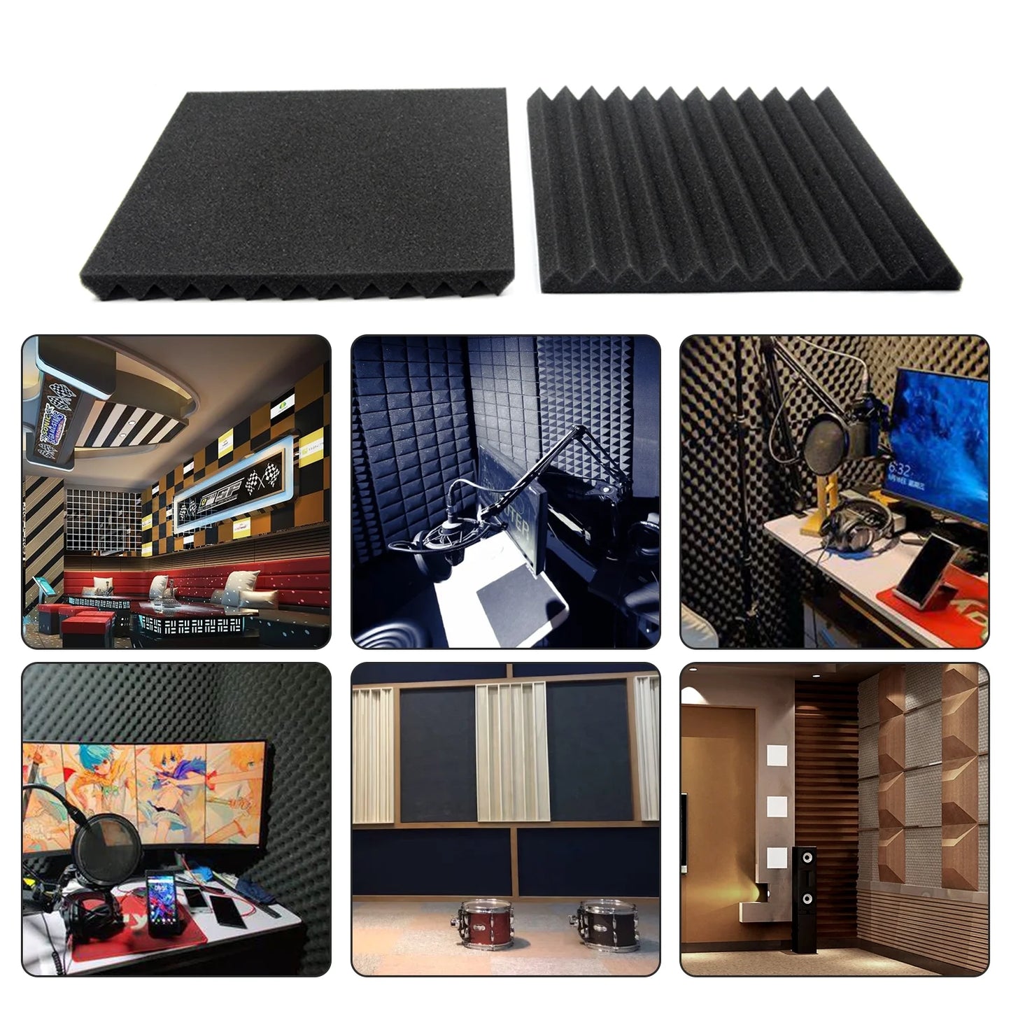 24 Pack Acoustic Panels Studio Soundproofing Foam Wedges Panels, 1" X 12" X 12" Sound Insulation Absorbing, Black