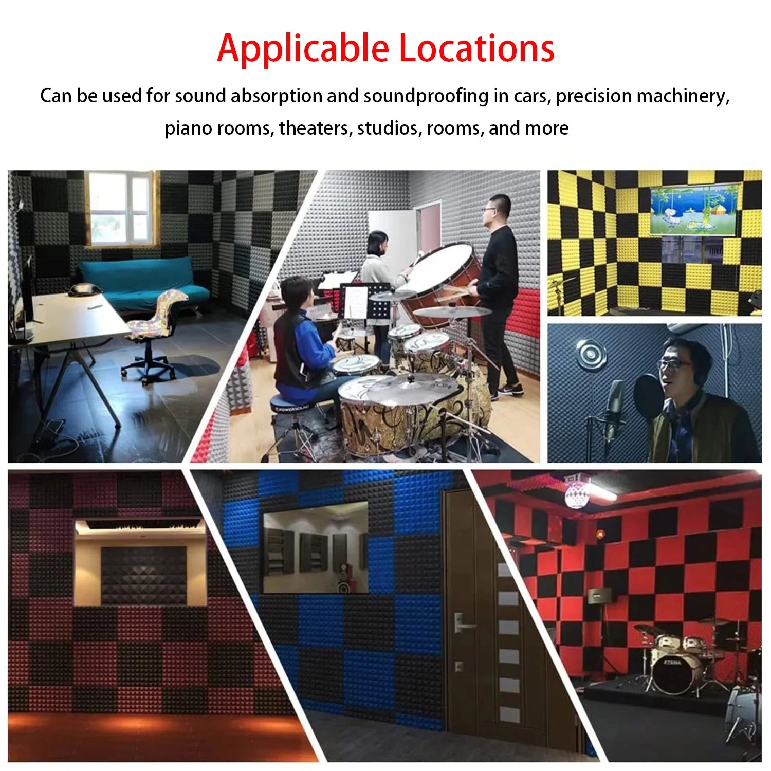 24 Pack Acoustic Panels Studio Soundproofing Foam Wedges Panels, 1" X 12" X 12" Sound Insulation Absorbing, Black