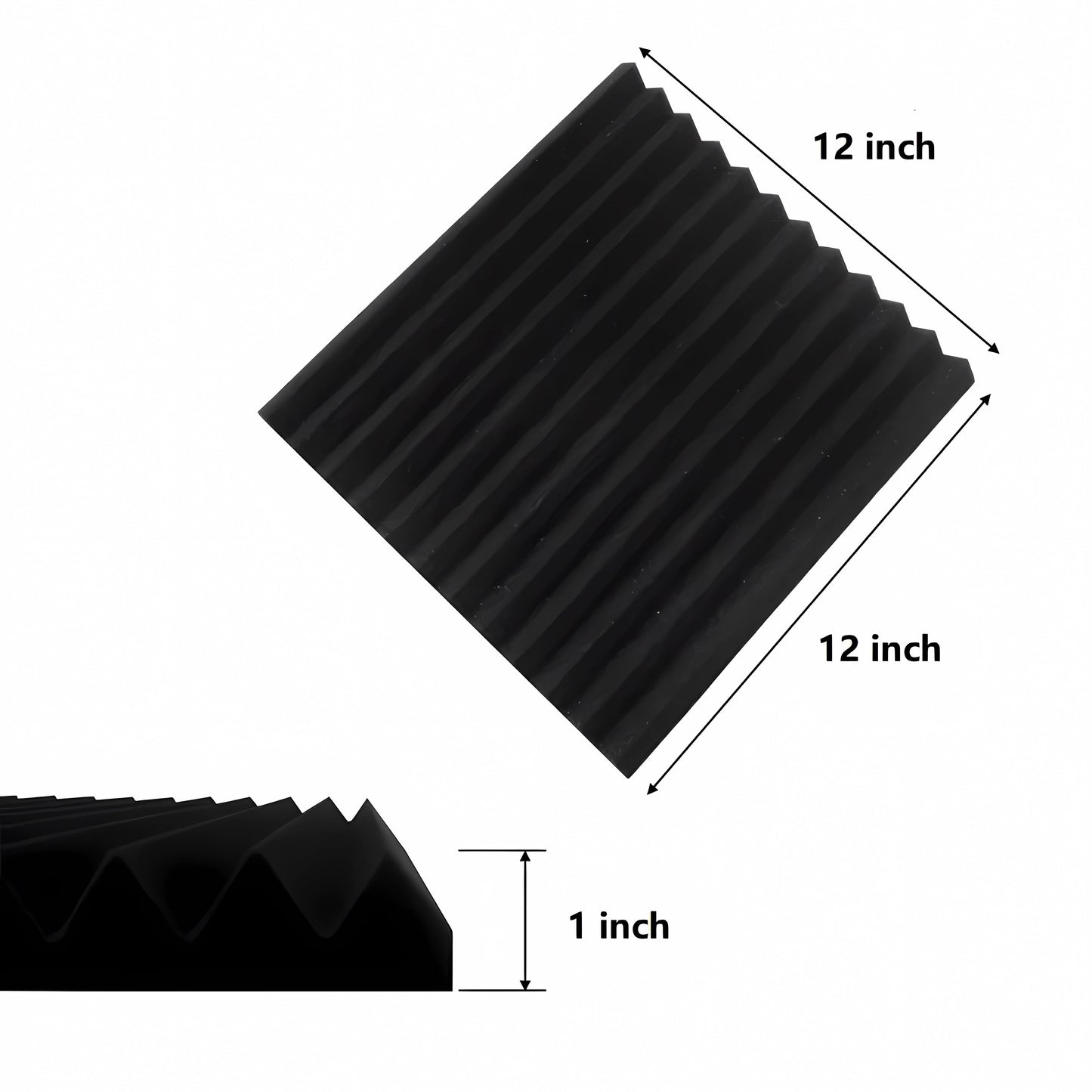 24 Pack Acoustic Panels Studio Soundproofing Foam Wedges Panels, 1" X 12" X 12" Sound Insulation Absorbing, Black
