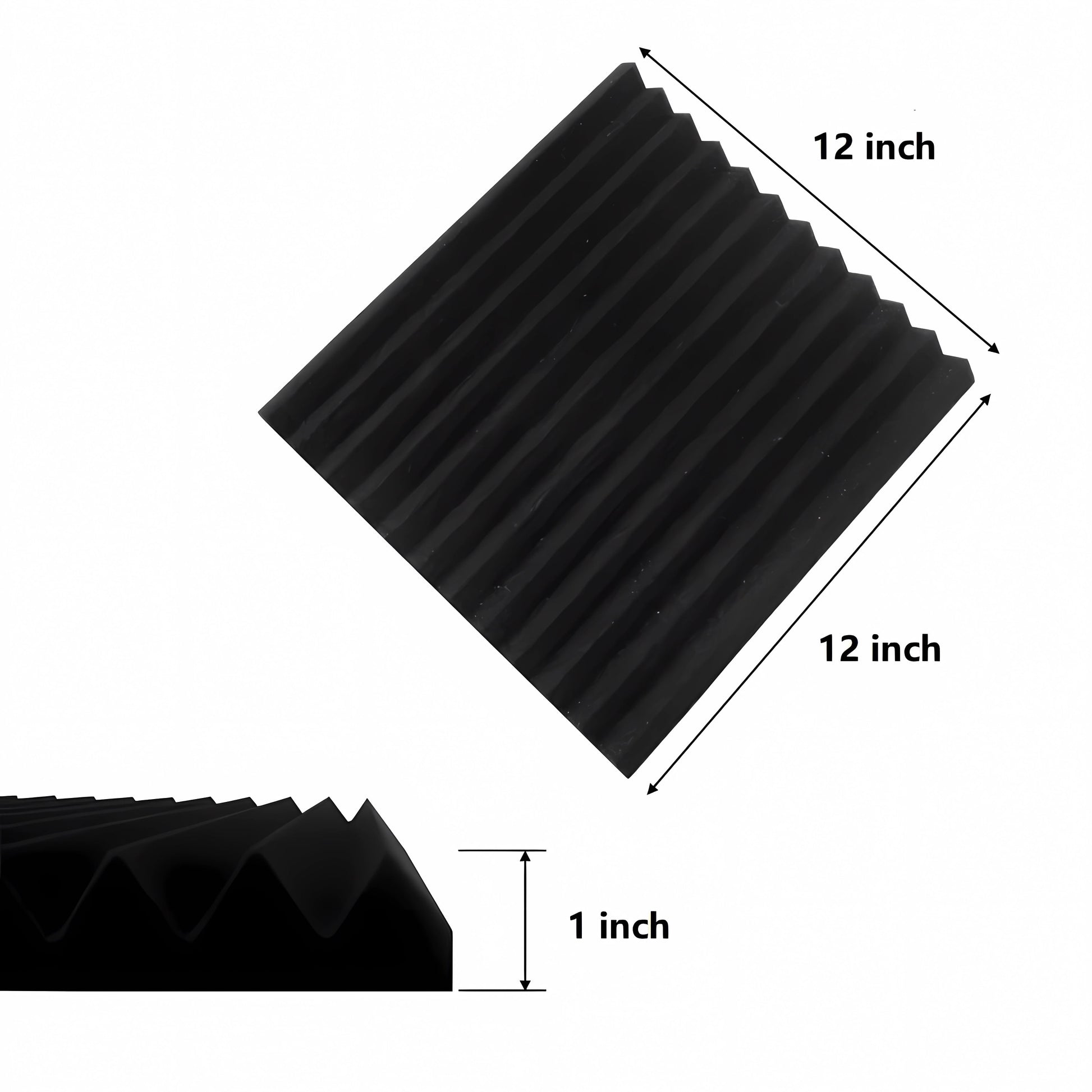 24 Pack Acoustic Panels Studio Soundproofing Foam Wedges Panels, 1" X 12" X 12" Sound Insulation Absorbing, Black