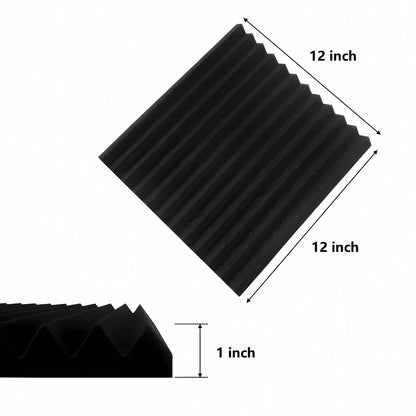 24 Pack Acoustic Panels Studio Soundproofing Foam Wedges Panels, 1" X 12" X 12" Sound Insulation Absorbing, Black
