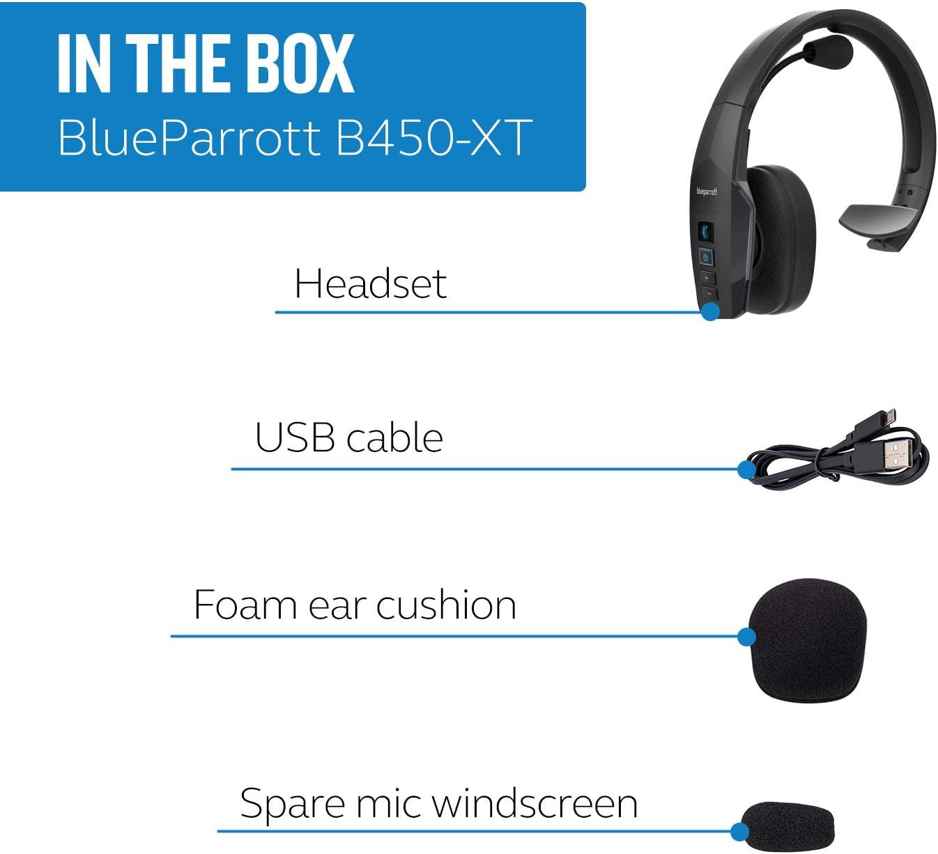 B450-XT Noise Cancelling Bluetooth Headset – Industry Leading Sound with Long Wireless Range, Extreme Comfort and up to 24 Hours of Talk Time